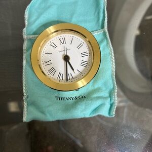 Tiffany & Co. Gold and White Roman Numeral Clock
